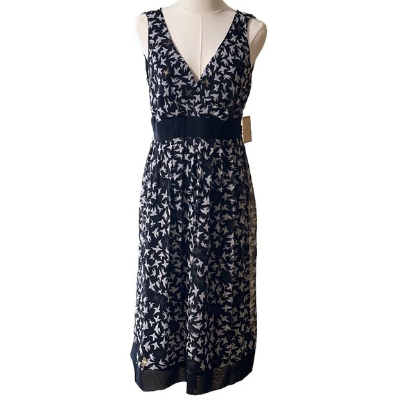 Jonathan Martin Dress size 12 V Neck Black White Print Tie Waist Garden Party - Picture 2 of 16